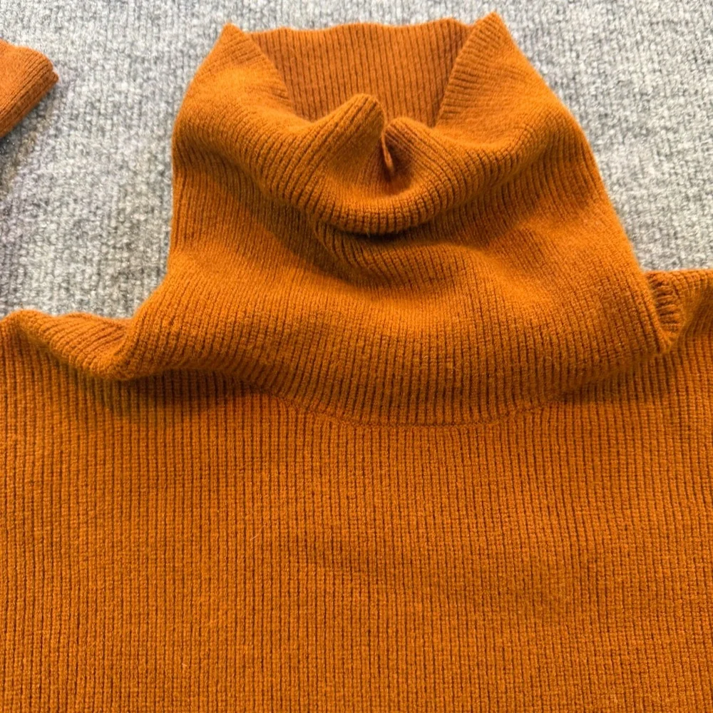 Free People My Only Sunshine Turtleneck Ribbed Sweater Rust Orange XS
